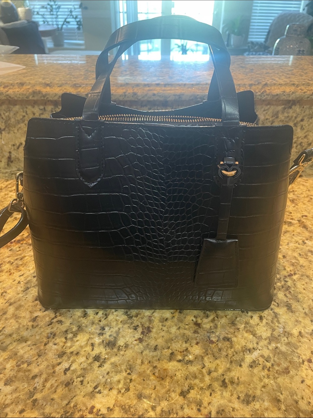 a new day Black Croc-Embossed Shoulder Satchel